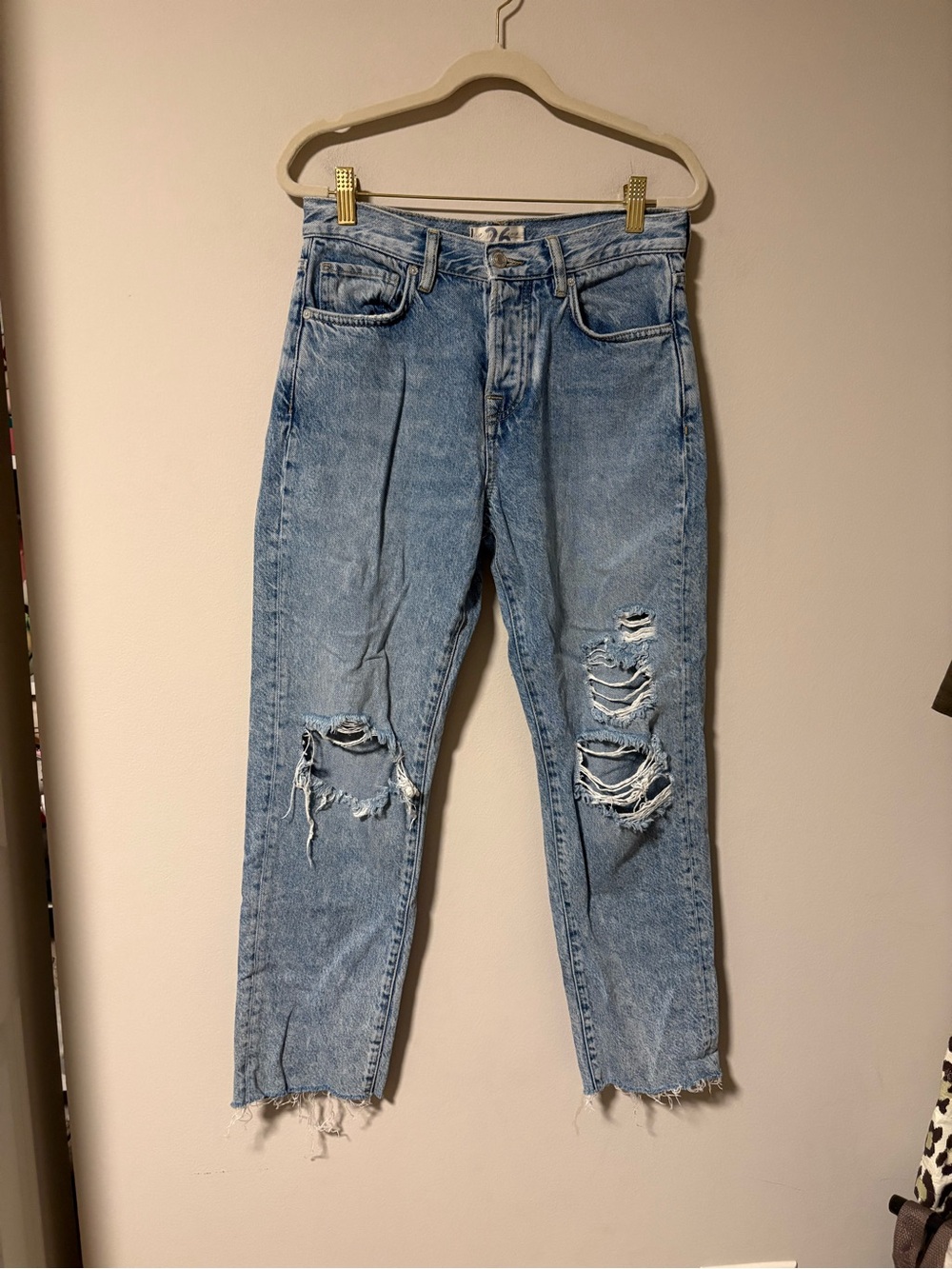 Free People High Waisted Distressed Jeans 26